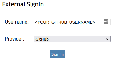 GitHub External Provider Login